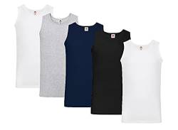 Fruit of the Loom Herren Tank Top Valueweight Athletic Vest 61-098-0 auch Farbsets M L XL XXL 3XL 4XL, 2xWeiss 1xSchwarz 1xGrau 1xDeep Navy + 1 HL-Kauf Notizblock 3XL von Fruit of the Loom