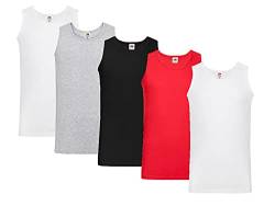 Fruit of the Loom Herren Tank Top Valueweight Athletic Vest 61-098-0 auch Farbsets M L XL XXL 3XL 4XL, 2xWeiss 1xSchwarz 1xGrau 1xRot + 1 HL-Kauf Notizblock XXL von Fruit of the Loom