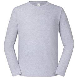 Fruit of the Loom Iconic 195 Ringspun Premium Long Sleeve T Herren Langarm Shirt, Farbe:Graumeliert, Größe:3XL von Fruit of the Loom