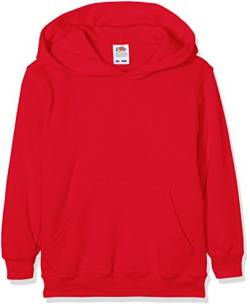 Fruit of the Loom Jungen Regular Fit Kapuzenpullover Classic Hoodie, Rot (Red 40), 128 (Herstellergröße: 7-8 Jahre) von Fruit of the Loom