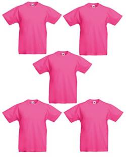 Fruit of the Loom Jungen T-Shirt 61-019-0 5er Pack, fuchsia, 14-15 Jahre von Fruit of the Loom