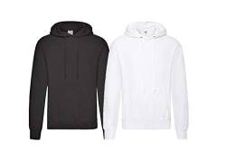 Fruit of the Loom - Kapuzen-Sweatshirt 'Hooded Sweat' M,2er Schwarz/Weiss von Fruit of the Loom