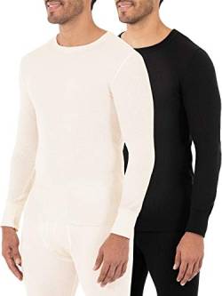 Fruit of the Loom Men's Classic Midweight Waffle Thermal Underwear Crew Top (1 & 2 Packs), Black soot/Natural, Large von Fruit of the Loom