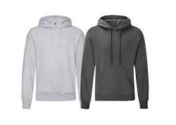 Fruit of the Loom Pullover Kapuzen Herren Sweatshirt Hoodie Hoody, 1x Dark Heather + 1x Grau + 1x HL-Kauf Notizblock, XXL von Fruit of the Loom