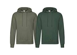 Fruit of the Loom Pullover Kapuzen Herren Sweatshirt Hoodie Hoody, 1x Flaschengrün + 1x Olive + 1x HL-Kauf Notizblock, L von Fruit of the Loom