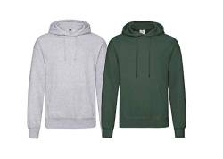 Fruit of the Loom Pullover Kapuzen Herren Sweatshirt Hoodie Hoody, 1x Grau + 1x Flaschengrün + 1x HL-Kauf Notizblock, M von Fruit of the Loom