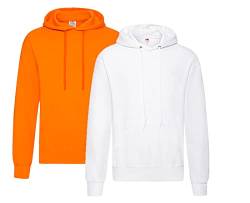 Fruit of the Loom Pullover Kapuzen Herren Sweatshirt Hoodie Hoody, 1x Orange + 1x Weiss + 1x HL-Kauf Notizblock, XXL von Fruit of the Loom