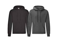 Fruit of the Loom Pullover Kapuzen Herren Sweatshirt Hoodie Hoody, 1x Schwarz + 1x Dark Heather + 1x HL-Kauf Notizblock, XXL von Fruit of the Loom