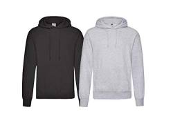 Fruit of the Loom Pullover Kapuzen Herren Sweatshirt Hoodie Hoody, 1x Schwarz + 1x Grau + 1x HL-Kauf Notizblock, L von Fruit of the Loom