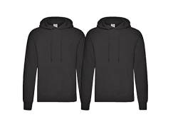 Fruit of the Loom Pullover Kapuzen Herren Sweatshirt Hoodie Hoody, 2X Schwarz + 1x HL-Kauf Notizblock, S von Fruit of the Loom