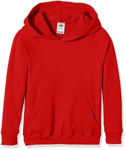 Fruit of the Loom Unisex - Kinder Kapuzenpullover Raglan Lightweight, Rot (Red), 10-11 Jahre (Herstellergröße: 32) von Fruit of the Loom