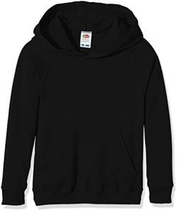 Fruit of the Loom Unisex - Kinder Kapuzenpullover Raglan Lightweight, Schwarz (Black), 12-13 Jahre (Herstellergröße: 34) von Fruit of the Loom