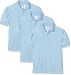 Fruit of the Loom Unisex-Kinder Short Sleeve Poloshirt, Blau (Sky YT), 14-15 Jahre (3er Pack) von Fruit of the Loom