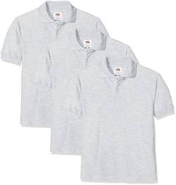 Fruit of the Loom Unisex-Kinder Short Sleeve Poloshirt, Grau (Heather Grey 94), 12-13 Jahre (3er Pack) von Fruit of the Loom