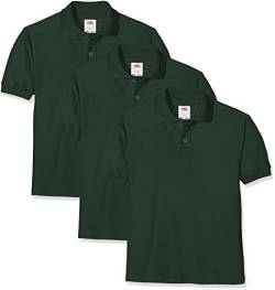 Fruit of the Loom Unisex-Kinder Short Sleeve Poloshirt, Grün (Bottle Green 38), 14-15 Jahre (3er Pack) von Fruit of the Loom