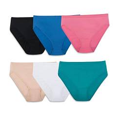 Fruit of the Loom Women's 6 Pack Microfiber Hi-Cut Panties, Multi, 7 von Fruit of the Loom