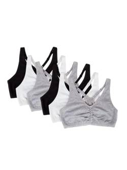 Fruit of the Loom Women's Shirred Front Sports Bra, Heather Grey/White/Black Hue, 40 (Pack of 6) von Fruit of the Loom