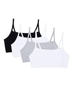 Fruit of the Loom Women's Spaghetti Strap Cotton Pullover Sports Bra, Black/White/White/Heather Grey 4-Pack, 44 von Fruit of the Loom