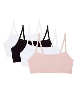 Fruit of the Loom Women's Spaghetti Strap Cotton Pullover Sports Bra, Blushing Rose/White/White/Black 4-Pack, 34 von Fruit of the Loom