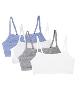 Fruit of the Loom Women's Spaghetti Strap Cotton Pullover Sports Bra, Heather Grey/White/White/Blue Heather 4-Pack, 38 von Fruit of the Loom