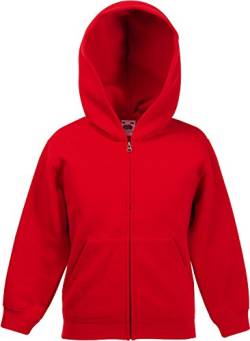 Fruit of the Loom: Kids Hooded Sweat Jacket 62-045-0, Größe:164 (14-15);Farbe:Red von Fruit of the Loom