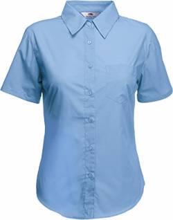 Fruit of the loom Damen Popelin Shirt Lady-Fit Hemd, Blau (Mid Blue 337), Large von Fruit of the Loom