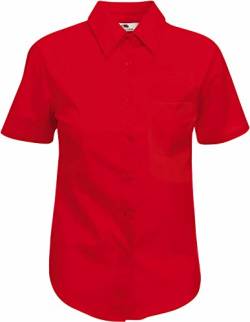 Fruit of the loom Damen Popelin Shirt Lady-Fit Hemd, Rot (Red 400), Large von Fruit of the Loom