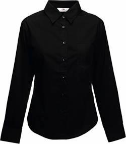 Fruit of the loom Damen Poplin Shirt LS Lady-Fit Hemd, Schwarz (Black 101), Large von Fruit of the Loom