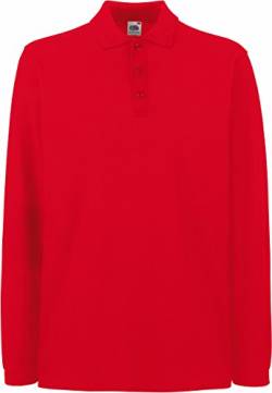 Fruit of the loom Herren Premium Long Sleeve Polo Poloshirt, Rot (Red 400), Large von Fruit of the Loom