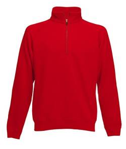 Fruit of the loom Herren Zip Neck Sweat Sweatshirt, Rot (Red 400), X-Large von Fruit of the Loom