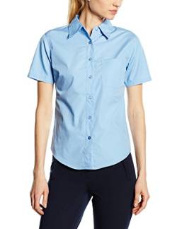 Fruite of the Loom Damen Lady Fit Poplin Kurzarm Bluse, vers.Farben 3XL,Mittelblau von Fruit of the Loom