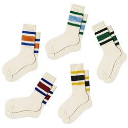 4 PAAR Neuheit Socken Für Frauen Gestreifte Retro Crew Socken Sportliche Waden Socken Casual Baumwolle Socken Frauen, 5er-Pack - A Mehrfarbig, Einheitsgröße von Fszsaa