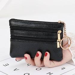 Mode Frauen PU Münze Karte Brieftasche für Schlüssel Pouch Kleine Münze Geldbörse Reißverschluss Tasche Ändern Tasche, Schwarz von FuBESk