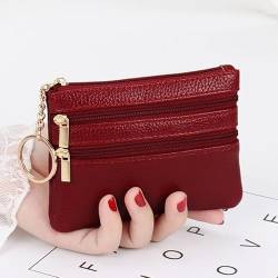 Mode Frauen PU Münze Karte Brieftasche für Schlüssel Pouch Kleine Münze Geldbörse Reißverschluss Tasche Ändern Tasche, rot von FuBESk