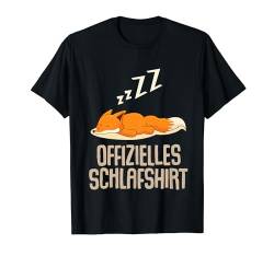 Offizielles Schlafshirt Pyjama Nachthemd Fuchs Fox Geschenk T-Shirt von Fuchs Schlafen Geschenkidee Langschläfer Faulenzer