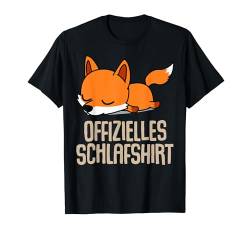 Offizielles Schlafshirt Pyjama Nachthemd Fuchs Fox Geschenk T-Shirt von Fuchs Schlafen Geschenkidee Langschläfer Faulenzer