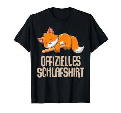 Offizielles Schlafshirt Pyjama Nachthemd Fuchs Fox Geschenk T-Shirt von Fuchs Schlafen Geschenkidee Langschläfer Faulenzer