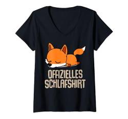 Offizielles Schlafshirt Fuchs T-Shirt mit V-Ausschnitt von Fuchs Schlafshirt