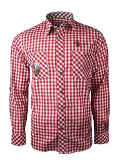 Fuchs Herren Trachtenhemd Slimfit mit Sticker Gr. S-XXL (S, rot braun) von Fuchs Trachtenmoden