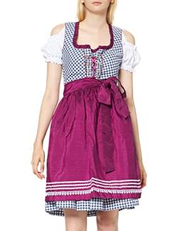 Fuchs Trachtenmoden Damen Dirndl, Knielang, Kariert, Gr. 36, Mehrfarbig (blau/beere) von Fuchs Trachtenmoden