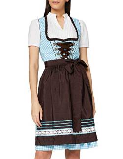 Fuchs Trachtenmoden Damen Dirndl, Midi, Kariert, Gr. 38, Mehrfarbig (türkis/braun) von Fuchs Trachtenmoden