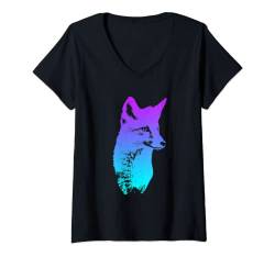 Damen Fuchskopf Fuchs Fuchsjagd Jäger T-Shirt mit V-Ausschnitt von Fuchs Wolf Hirsch Tierdesigns und Jäger Geschenke