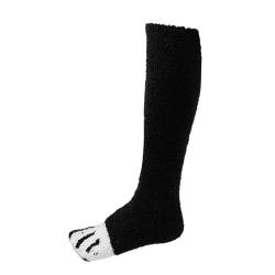 Fucouture Winter-Korallen-Samt-Mädchen-Strumpf-Kniestrümpfe mit Katzen-Streifenmuster Socken Schwarz Herren 46 (Black, One Size) von Fucouture