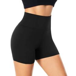 FuelMeFoot Damen Kurze Sporthose High Waist Yoga Sport Shorts Leggings für Sommer Leggins Radlerhose Fitness Hotpants Gym Bike A01-Schwarz S/M von FuelMeFoot