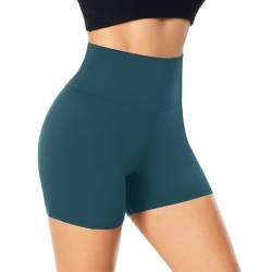 FuelMeFoot Damen Kurze Sporthose High Waist Yoga Sport Shorts Leggings für Sommer Leggins Radlerhose Fitness Hotpants Gym Bike A05-Dunkelgrün S/M von FuelMeFoot