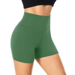 FuelMeFoot Damen Kurze Sporthose High Waist Yoga Sport Shorts Leggings für Sommer Leggins Radlerhose Fitness Hotpants Gym Bike.A08-Tee grün L/XL von FuelMeFoot