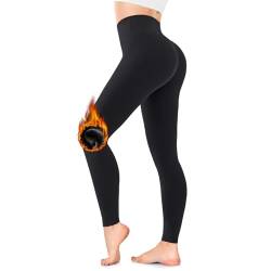 FuelMeFoot Thermo Leggings Damen Gefüttert Fleece High Waist Thermounterwäsche Warm Lang Strümpfhose Blickdicht Winter.C1-Schwarz S/M von FuelMeFoot