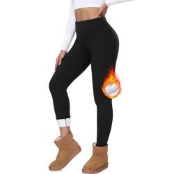 FuelMeFoot Thermo Leggings Damen Gefüttert High Waist Thermoleggins Mit Fleece Verdickte Plüsch Leggins Blickdicht Samt Thermounterwäsche Warm Strumpfhose Winter. B1-Schwarz L von FuelMeFoot