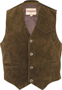 Fuente Leather Wears Lederwesten Herren Lederweste Leder Trachten Lederweste Gilet Herren Damen, Jagd Lederweste in Braun, Hellbraun (XXL, Braun) von Fuente Leather Wears