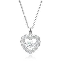 Moissanite Halskette für Frauen 925 Stehlen Silber Herz Form Lover Heart Anhänger D Farbe VVS Diamant für Sie mit Echtheitszertifikat von FuigeBach